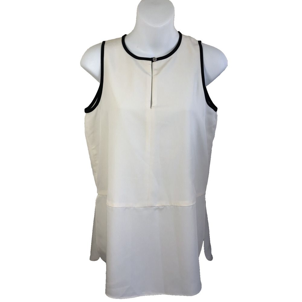 RALPH LAUREN shirt women's size 2 Beige Polyester sleeveless blouse top (ja58)